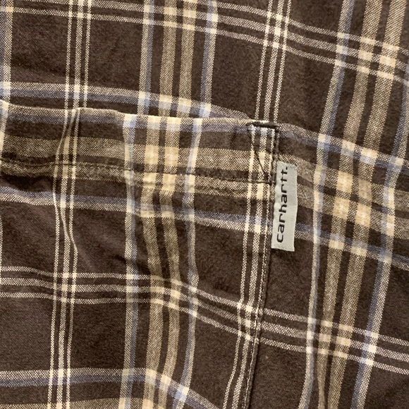 Carhartt Men’s Short Sleeve, Brown Plaid Shirt, size: XXL - Picture 2 of 5
